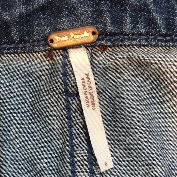 Free People Rhinestone Denim Frayed Mini Skirt - Picture 6 of 8